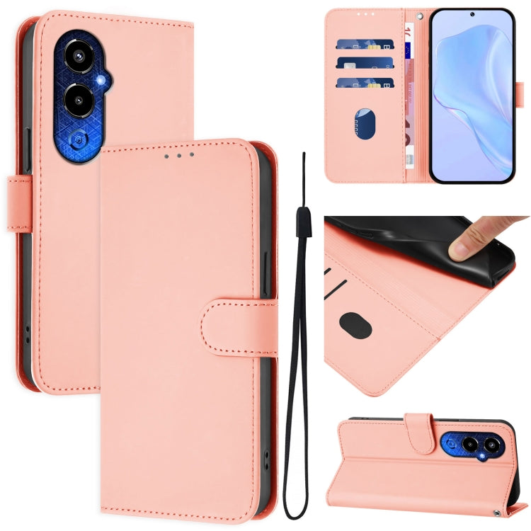 Skin Feel Solid Color Leather Phone Case with Lanyard, For Tecno Pova 4 Pro, For Tecno Pova 4