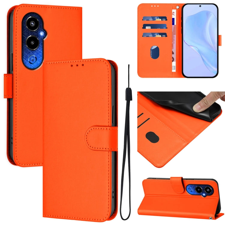 Skin Feel Solid Color Leather Phone Case with Lanyard, For Tecno Pova 4 Pro, For Tecno Pova 4