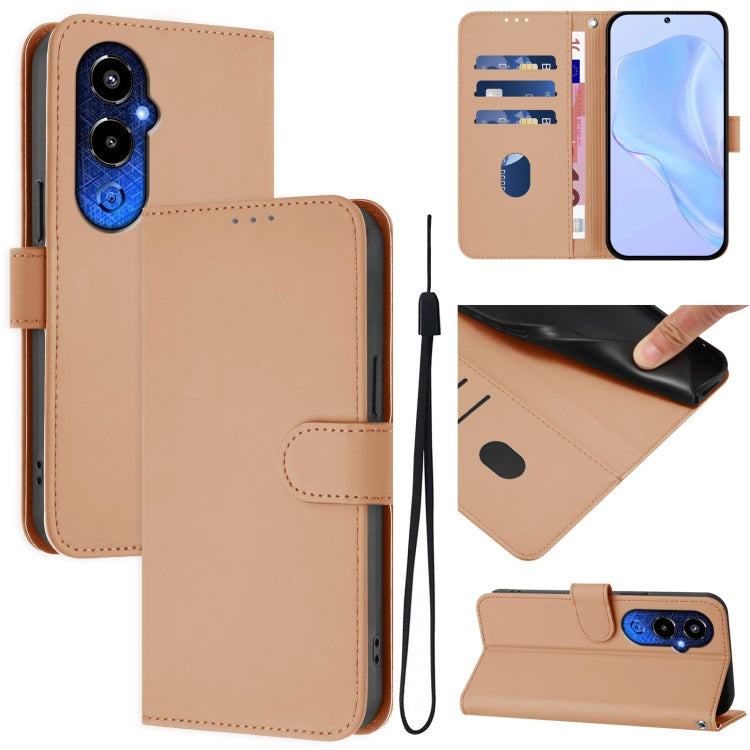 Skin Feel Solid Color Leather Phone Case with Lanyard, For Tecno Pova 4 Pro, For Tecno Pova 4