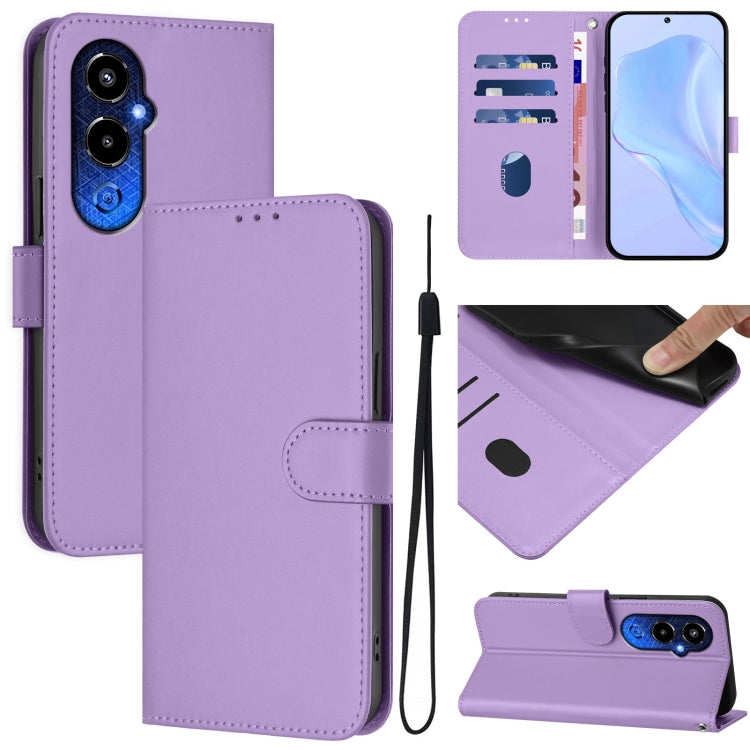 Skin Feel Solid Color Leather Phone Case with Lanyard, For Tecno Pova 4 Pro, For Tecno Pova 4