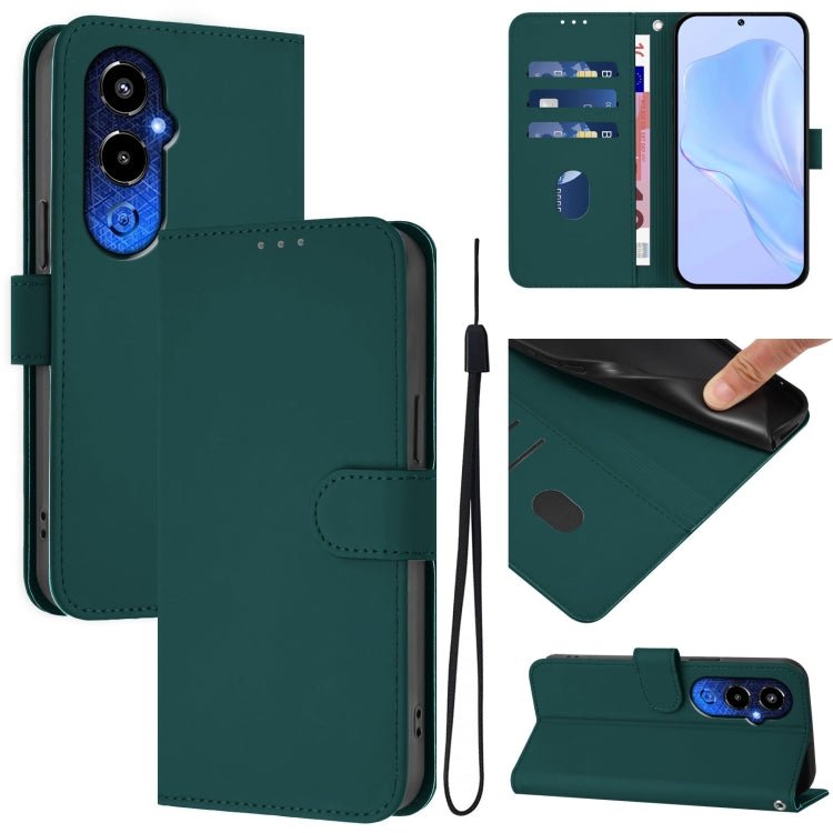 Skin Feel Solid Color Leather Phone Case with Lanyard, For Tecno Pova 4 Pro, For Tecno Pova 4