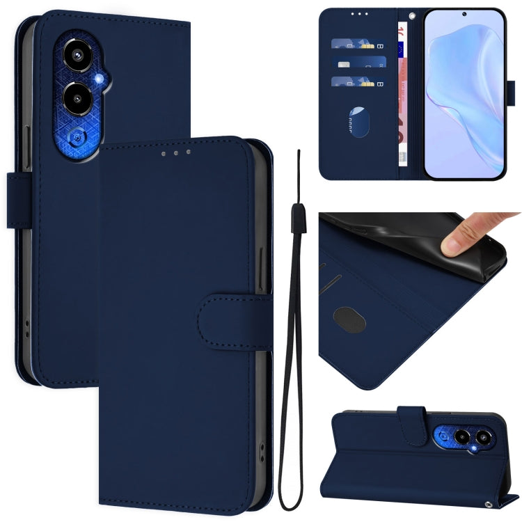 Skin Feel Solid Color Leather Phone Case with Lanyard, For Tecno Pova 4 Pro, For Tecno Pova 4