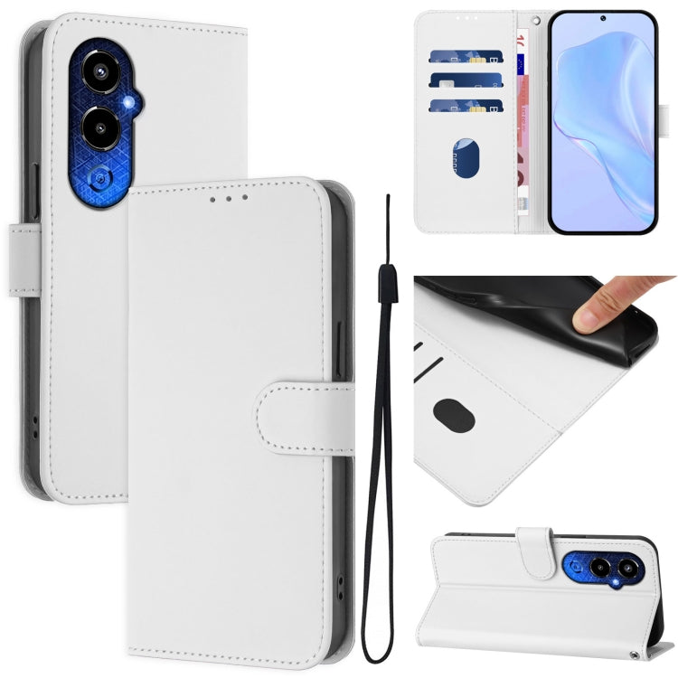 Skin Feel Solid Color Leather Phone Case with Lanyard, For Tecno Pova 4 Pro, For Tecno Pova 4