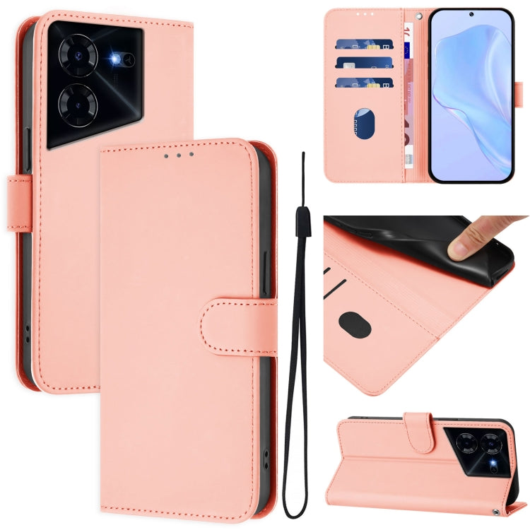Skin Feel Solid Color Leather Phone Case with Lanyard, For Tecno Pova Neo 3, For Tecno Pova 5