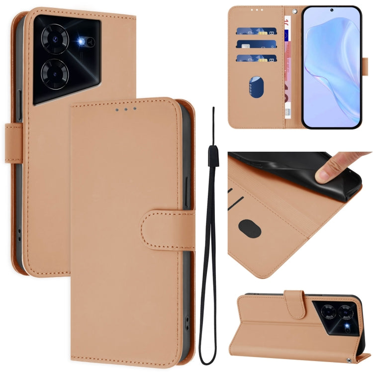 Skin Feel Solid Color Leather Phone Case with Lanyard, For Tecno Pova Neo 3, For Tecno Pova 5