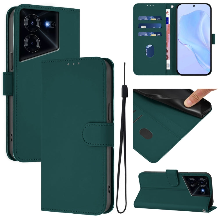 Skin Feel Solid Color Leather Phone Case with Lanyard, For Tecno Pova Neo 3, For Tecno Pova 5