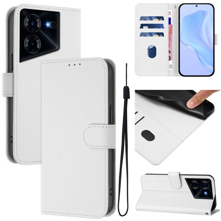 Skin Feel Solid Color Leather Phone Case with Lanyard, For Tecno Pova Neo 3, For Tecno Pova 5