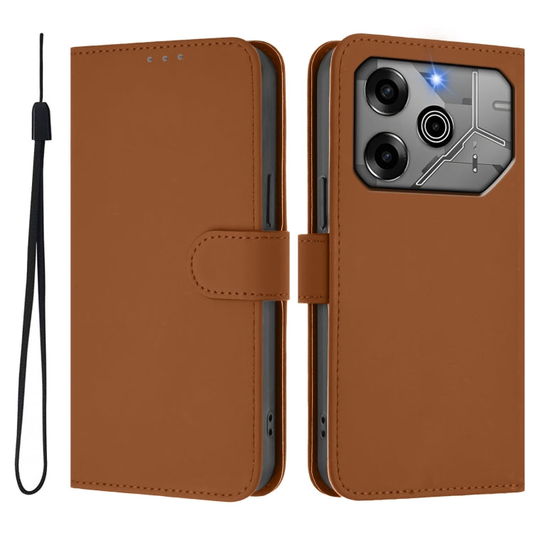 Skin Feel Solid Color Leather Phone Case with Lanyard, For Tecno Pova 6 5G / 6 Pro 5G, For Tecno Camon 30 Pro 5G