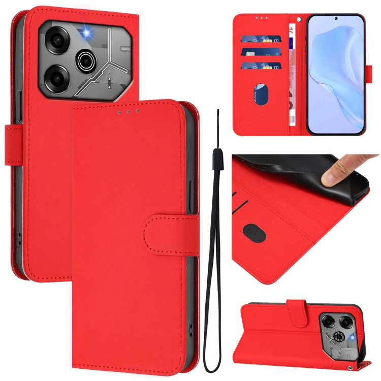Skin Feel Solid Color Leather Phone Case with Lanyard, For Tecno Pova 6 5G / 6 Pro 5G, For Tecno Camon 30 Pro 5G