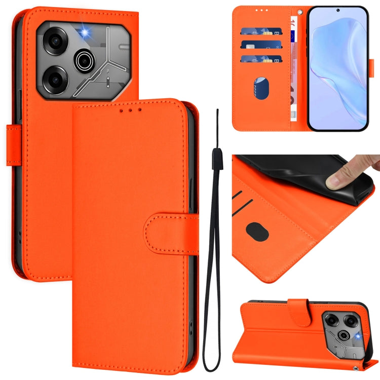 Skin Feel Solid Color Leather Phone Case with Lanyard, For Tecno Pova 6 5G / 6 Pro 5G, For Tecno Camon 30 Pro 5G