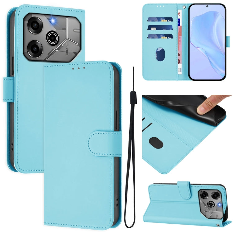 Skin Feel Solid Color Leather Phone Case with Lanyard, For Tecno Pova 6 5G / 6 Pro 5G, For Tecno Camon 30 Pro 5G
