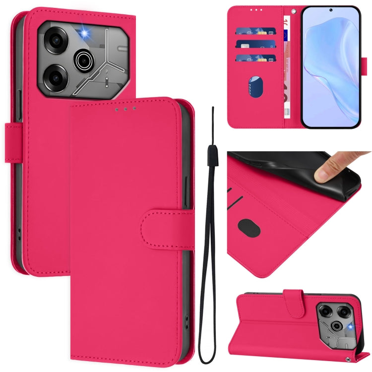 Skin Feel Solid Color Leather Phone Case with Lanyard, For Tecno Pova 6 5G / 6 Pro 5G, For Tecno Camon 30 Pro 5G