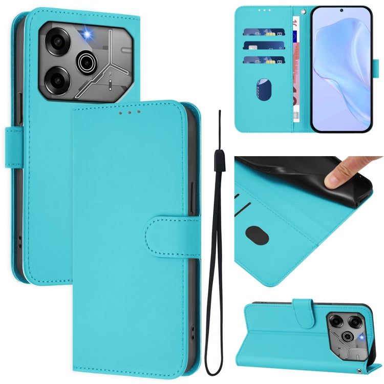 Skin Feel Solid Color Leather Phone Case with Lanyard, For Tecno Pova 6 5G / 6 Pro 5G, For Tecno Camon 30 Pro 5G
