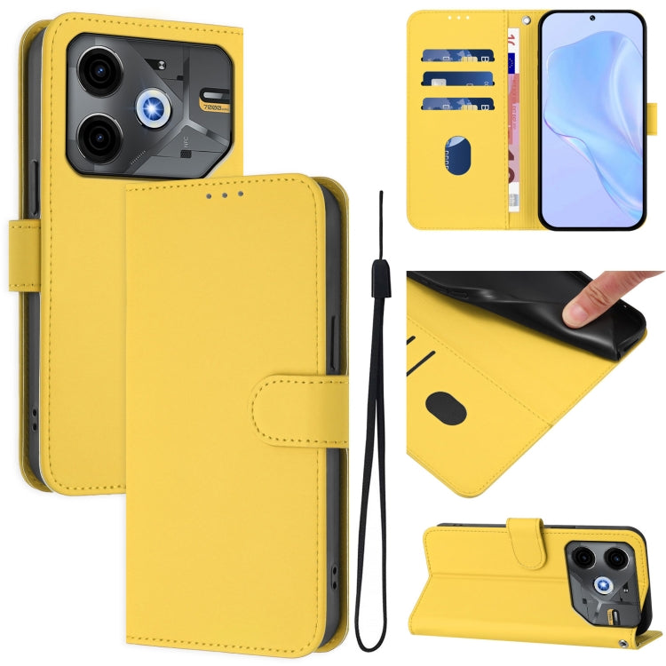 Skin Feel Solid Color Leather Phone Case with Lanyard, For Tecno Pova 6 Neo, For Tecno Pova 6 4G