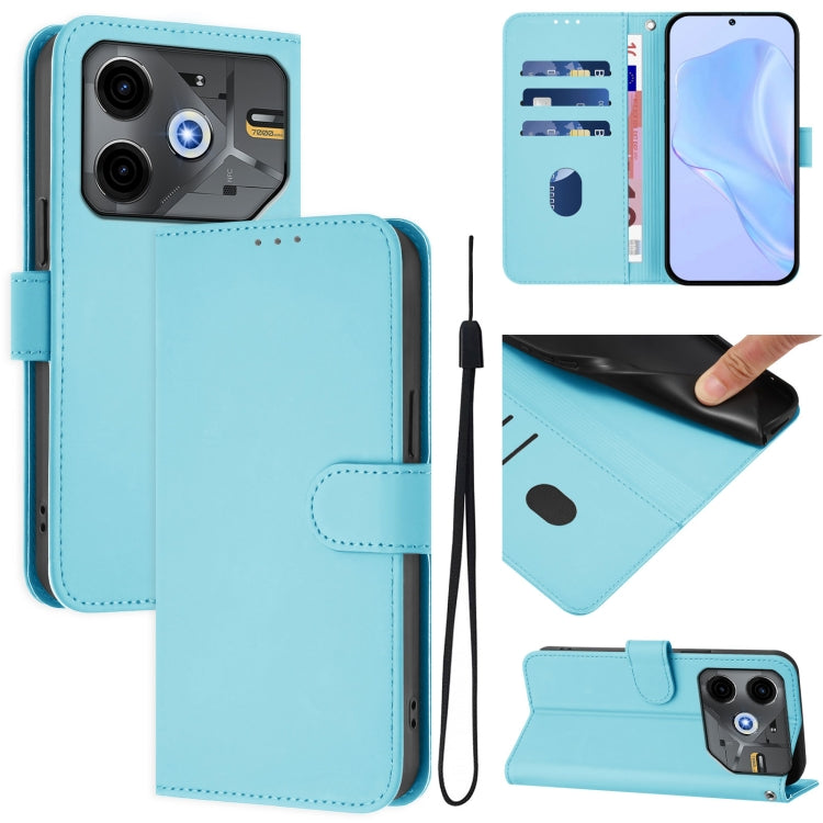 Skin Feel Solid Color Leather Phone Case with Lanyard, For Tecno Pova 6 Neo, For Tecno Pova 6 4G