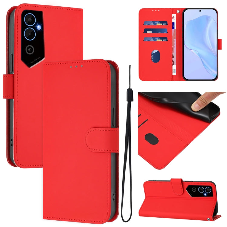 Skin Feel Solid Color Leather Phone Case with Lanyard, For Tecno Pova Neo 2, For Tecno Spark Go 2022 / 8C