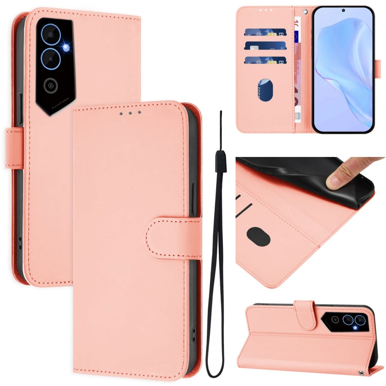 Skin Feel Solid Color Leather Phone Case with Lanyard, For Tecno Pova Neo 2, For Tecno Spark Go 2022 / 8C