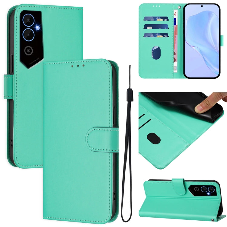 Skin Feel Solid Color Leather Phone Case with Lanyard, For Tecno Pova Neo 2, For Tecno Spark Go 2022 / 8C