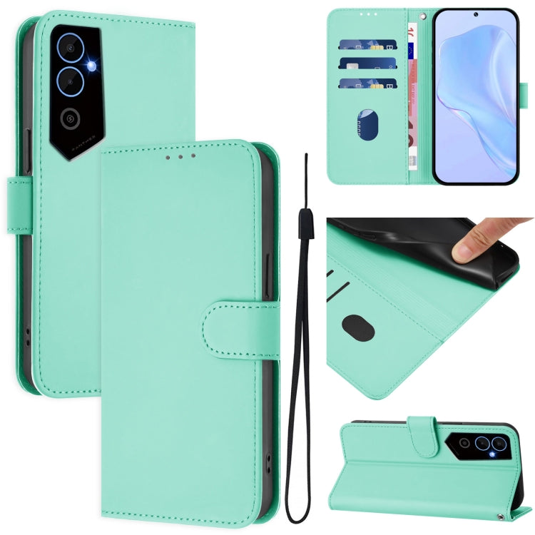 Skin Feel Solid Color Leather Phone Case with Lanyard, For Tecno Pova Neo 2, For Tecno Spark Go 2022 / 8C