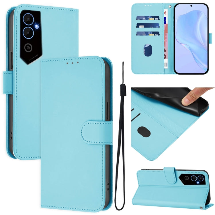 Skin Feel Solid Color Leather Phone Case with Lanyard, For Tecno Pova Neo 2, For Tecno Spark Go 2022 / 8C