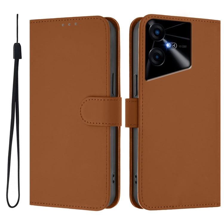 Skin Feel Solid Color Leather Phone Case with Lanyard, For Tecno Pova Neo 3, For Tecno Pova 5