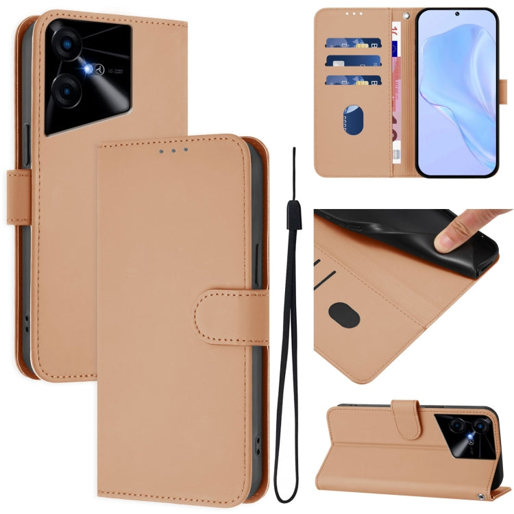 Skin Feel Solid Color Leather Phone Case with Lanyard, For Tecno Pova Neo 3, For Tecno Pova 5