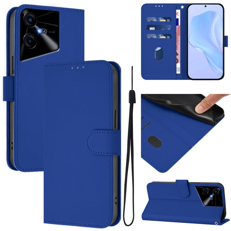Skin Feel Solid Color Leather Phone Case with Lanyard, For Tecno Pova Neo 3, For Tecno Pova 5