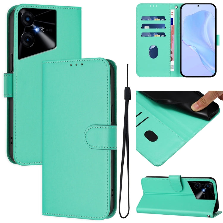 Skin Feel Solid Color Leather Phone Case with Lanyard, For Tecno Pova Neo 3, For Tecno Pova 5