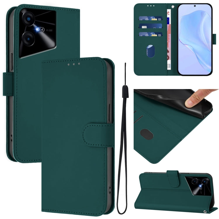 Skin Feel Solid Color Leather Phone Case with Lanyard, For Tecno Pova Neo 3, For Tecno Pova 5