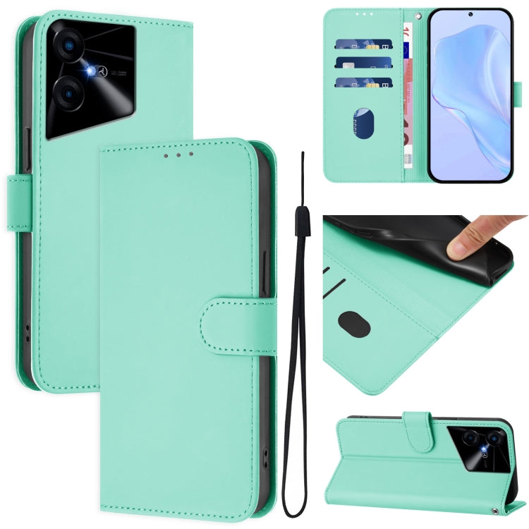 Skin Feel Solid Color Leather Phone Case with Lanyard, For Tecno Pova Neo 3, For Tecno Pova 5