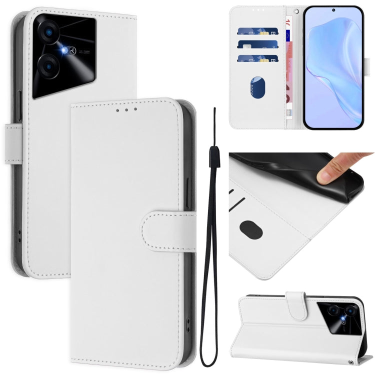 Skin Feel Solid Color Leather Phone Case with Lanyard, For Tecno Pova Neo 3, For Tecno Pova 5