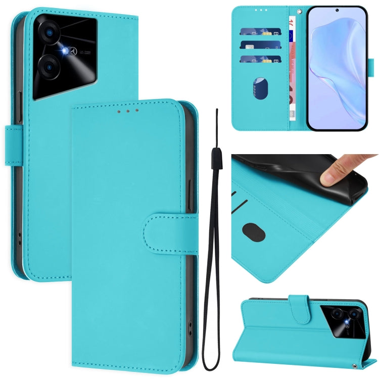 Skin Feel Solid Color Leather Phone Case with Lanyard, For Tecno Pova Neo 3, For Tecno Pova 5