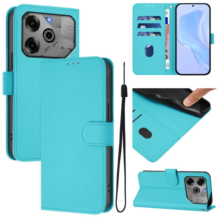 Skin Feel Solid Color Leather Phone Case with Lanyard, For Tecno Spark 6 Go / Go 2021, For Tecno Camon 15