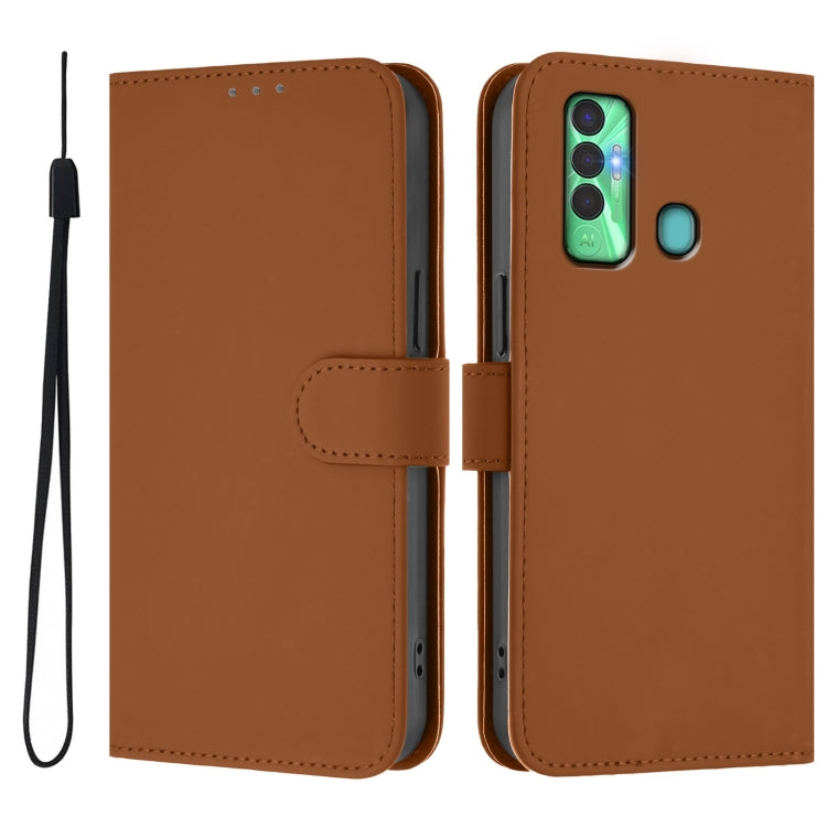 Skin Feel Solid Color Leather Phone Case with Lanyard, For Tecno Spark 7P, For Tecno Spark 7 / 7T