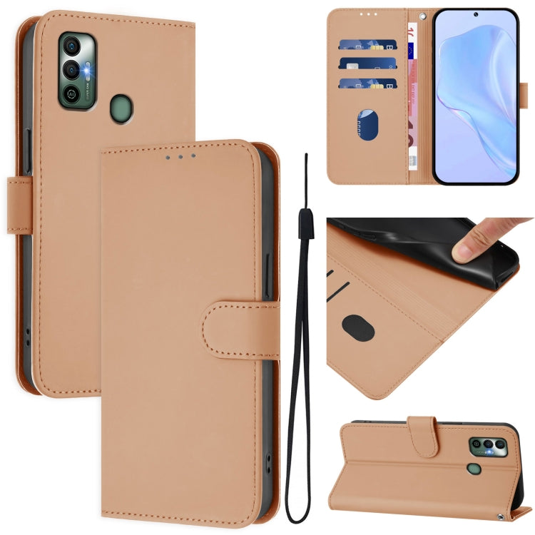 Skin Feel Solid Color Leather Phone Case with Lanyard, For Tecno Spark 7P, For Tecno Spark 7 / 7T