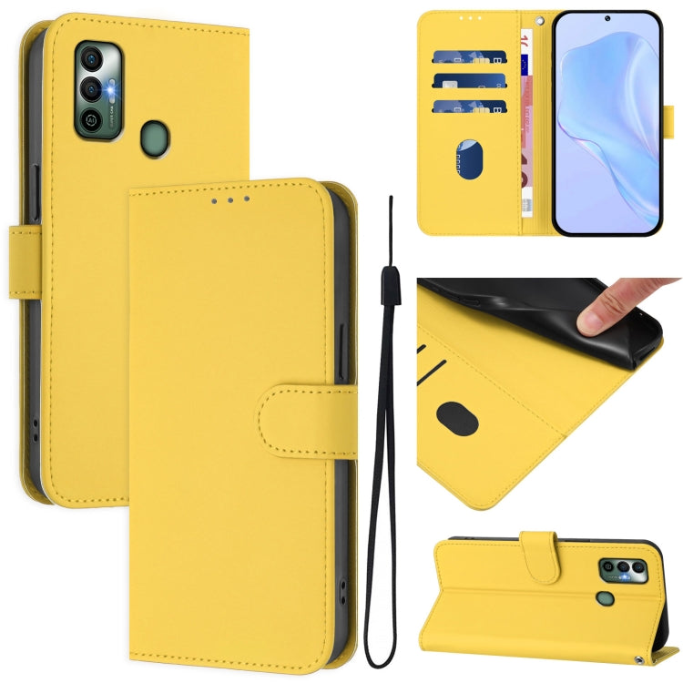 Skin Feel Solid Color Leather Phone Case with Lanyard, For Tecno Spark 7P, For Tecno Spark 7 / 7T