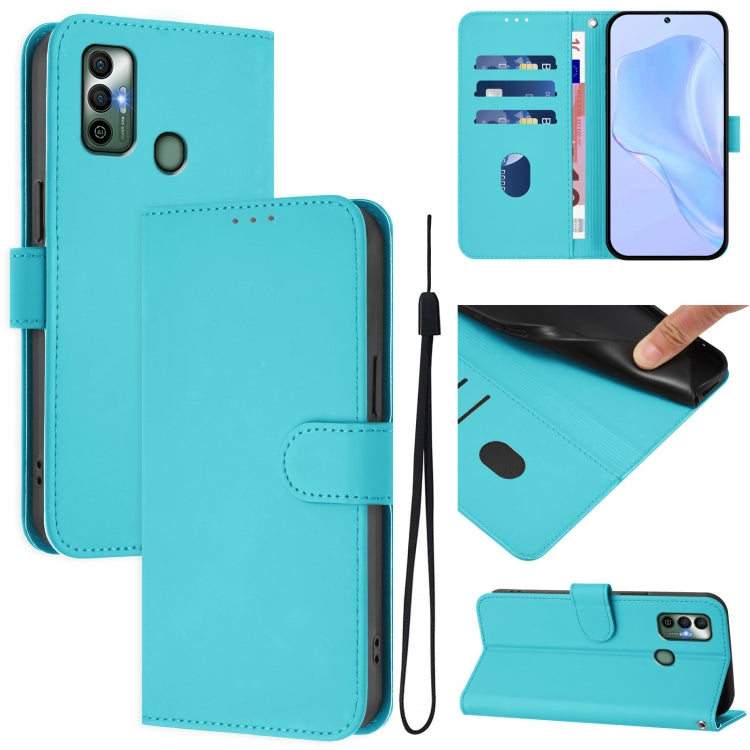 Skin Feel Solid Color Leather Phone Case with Lanyard, For Tecno Spark 7P, For Tecno Spark 7 / 7T