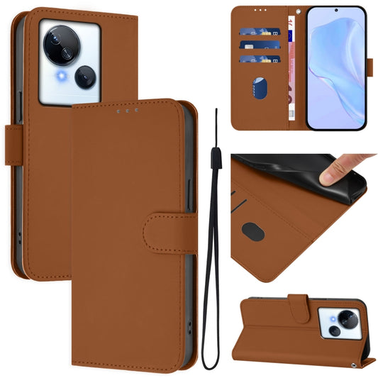 Skin Feel Solid Color Leather Phone Case with Lanyard, For Tecno Spark 10 5G, For Tecno Spark 10C / 10 4G