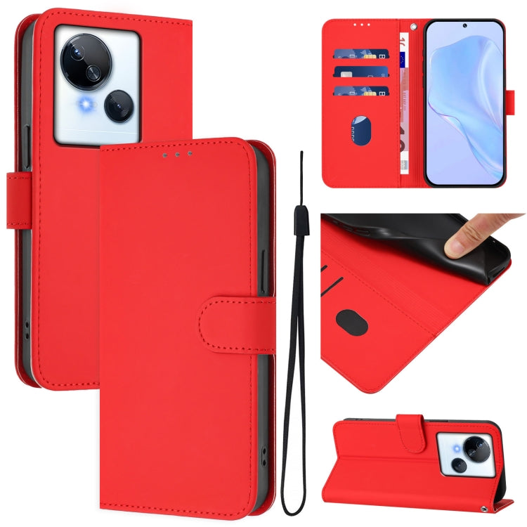 Skin Feel Solid Color Leather Phone Case with Lanyard, For Tecno Spark 10 5G, For Tecno Spark 10C / 10 4G