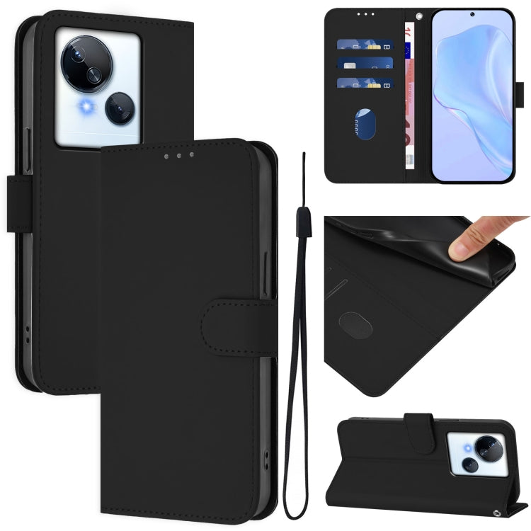 Skin Feel Solid Color Leather Phone Case with Lanyard, For Tecno Spark 10 5G, For Tecno Spark 10C / 10 4G