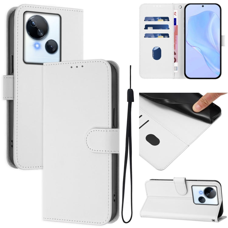 Skin Feel Solid Color Leather Phone Case with Lanyard, For Tecno Spark 10 5G, For Tecno Spark 10C / 10 4G