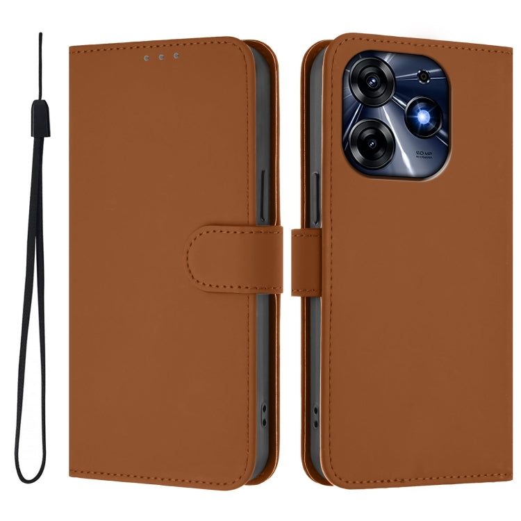 Skin Feel Solid Color Leather Phone Case with Lanyard, For Tecno Spark 10 Pro 4G, For Tecno Camon 19 / 19 Pro 5G