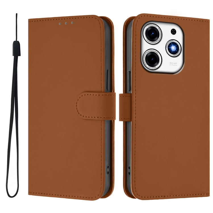 Skin Feel Solid Color Leather Phone Case with Lanyard, For Tecno Spark 10 Pro Magic, For Tecno Camon 30 Premier 5G