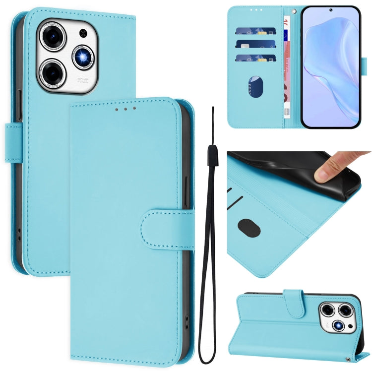 Skin Feel Solid Color Leather Phone Case with Lanyard, For Tecno Spark 10 Pro Magic, For Tecno Camon 30 Premier 5G