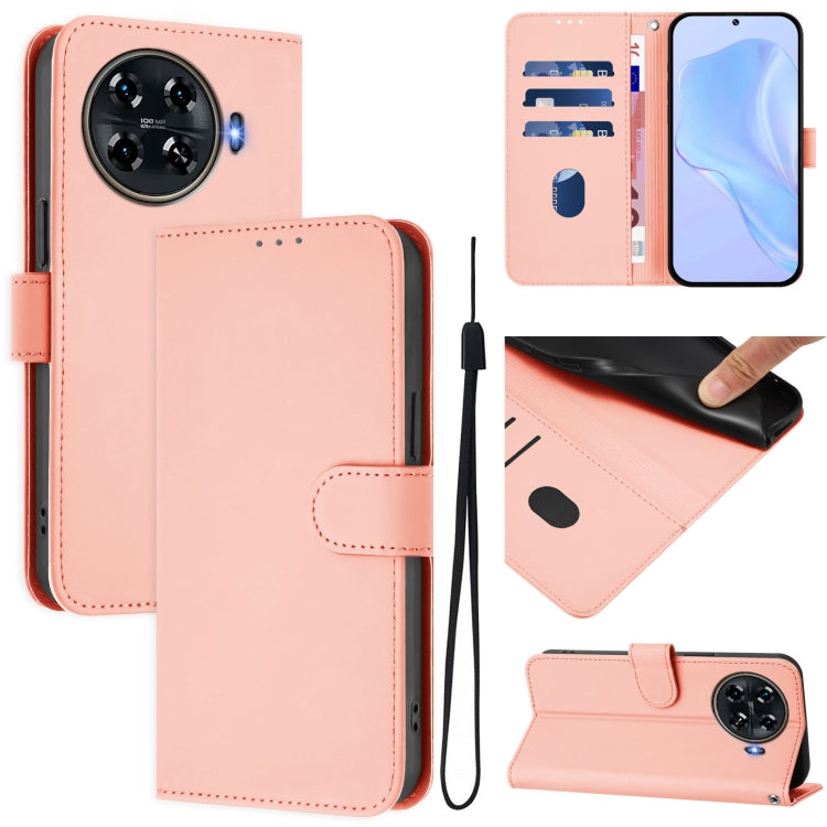 Skin Feel Solid Color Leather Phone Case with Lanyard, For Tecno Camon 30 4G / 5G, For Tecno Spark 20 Pro+ 4G