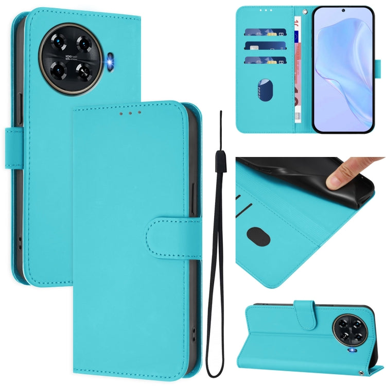 Skin Feel Solid Color Leather Phone Case with Lanyard, For Tecno Camon 30 4G / 5G, For Tecno Spark 20 Pro+ 4G
