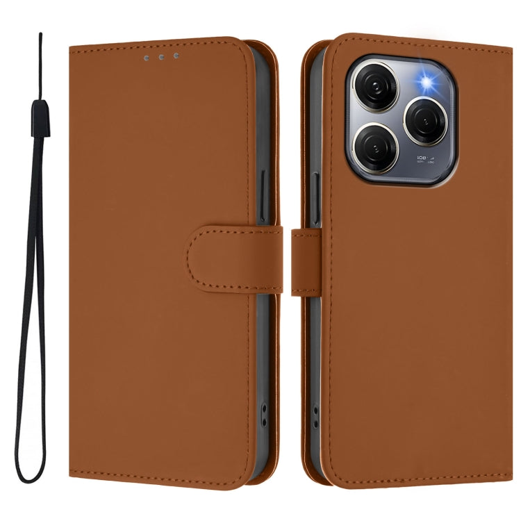 Skin Feel Solid Color Leather Phone Case with Lanyard, For Tecno Spark 20 Pro 5G, For Tecno Pop 6C