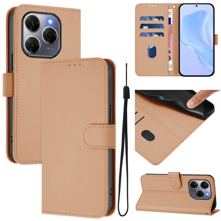 Skin Feel Solid Color Leather Phone Case with Lanyard, For Tecno Spark 20 Pro 5G, For Tecno Pop 6C