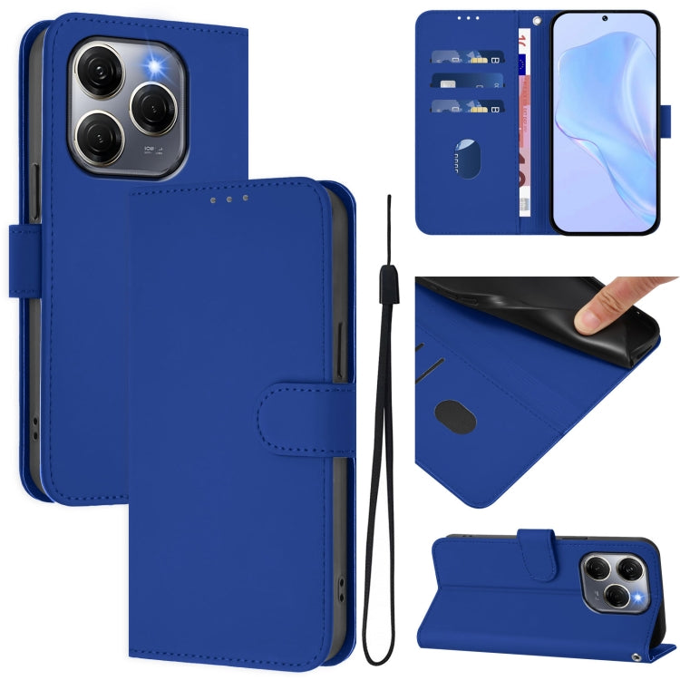 Skin Feel Solid Color Leather Phone Case with Lanyard, For Tecno Spark 20 Pro 5G, For Tecno Pop 6C