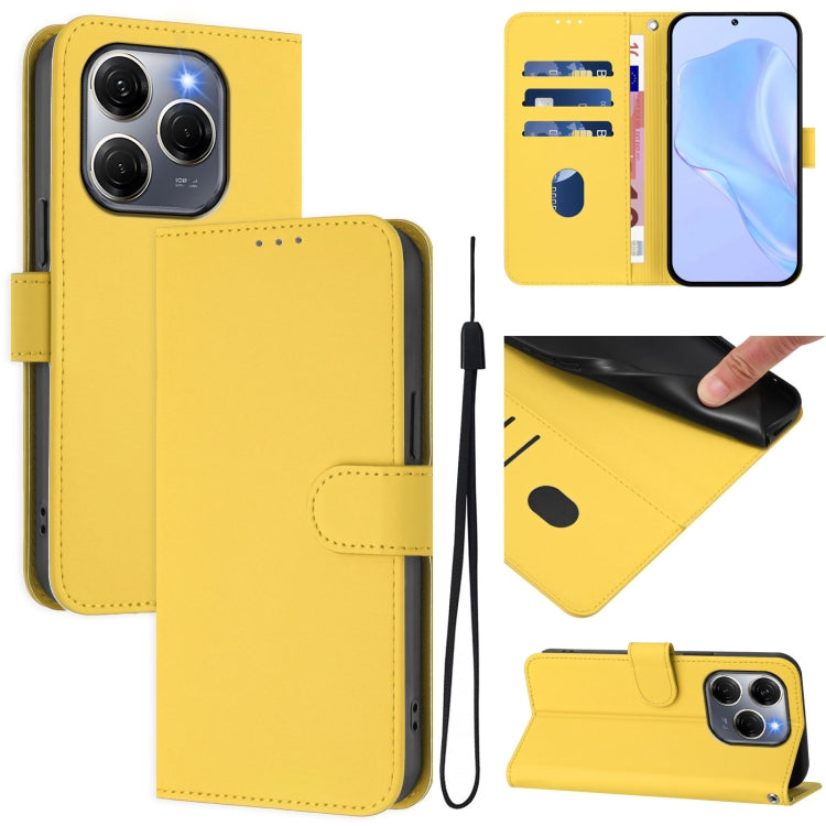 Skin Feel Solid Color Leather Phone Case with Lanyard, For Tecno Spark 20 Pro 5G, For Tecno Pop 6C